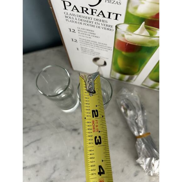 New Libbey Just Desserts Parfait Glass Dishes Spoons 25 Pieces Recipe Card NIB - Picture 5 of 11